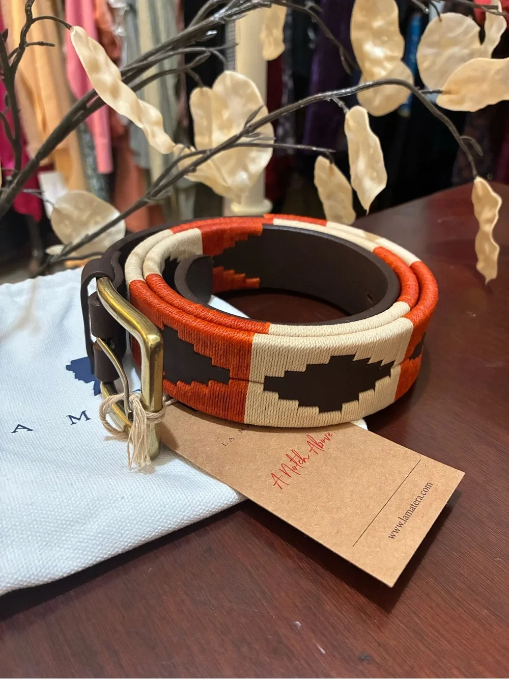 La Matera Ranchero Polo Leather Belt Limited Edition Size 38